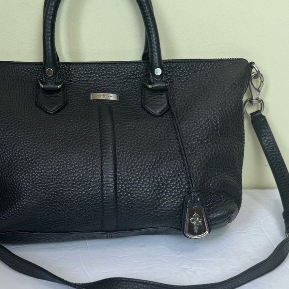 Cole Haan Pebble Leather Satchel Shoulder Crossbody Bag Tote Logo Minimalist Fob - Picture 14 of 16